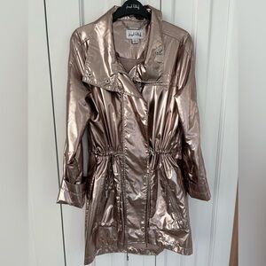 Joseph Ribkoff Shimmering Gold Bronze Trench Coat. Sz S